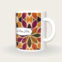 Mandala Amber Abstract Name Mug 3, three-quarter view