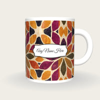 Mandala Amber Abstract Name Mug 3, front with the name label