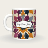 Mandala Amber Abstract Name Mug 2, back with the second name label