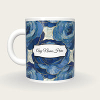 Etching Ranunculus Name Mug, back with the second name label
