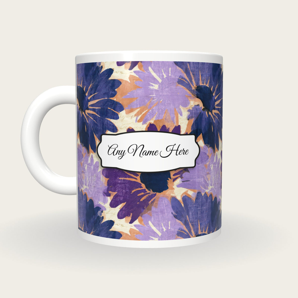 Woodcut Daisy Name Mug, back with the second name label