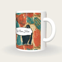 Torn Paper Praying Hands Name Mug, three-quarter view