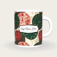 Typographic Clocks Name Mug, front with the name label