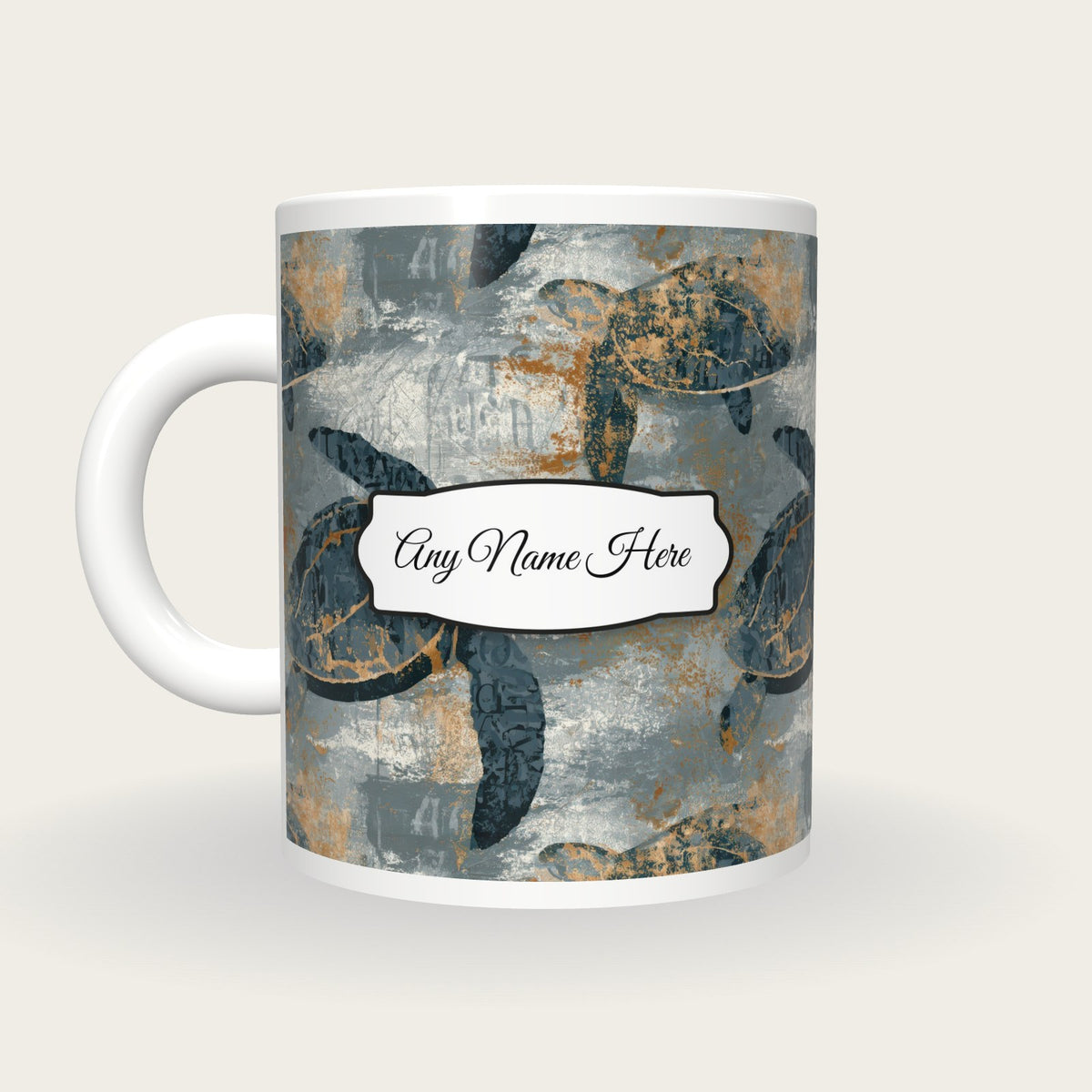 ASCII Turtles Name Mug, back with the second name label