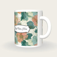 Batik Hellebores Name Mug, three-quarter view