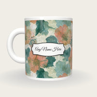 Batik Hellebores Name Mug, back with the second name label