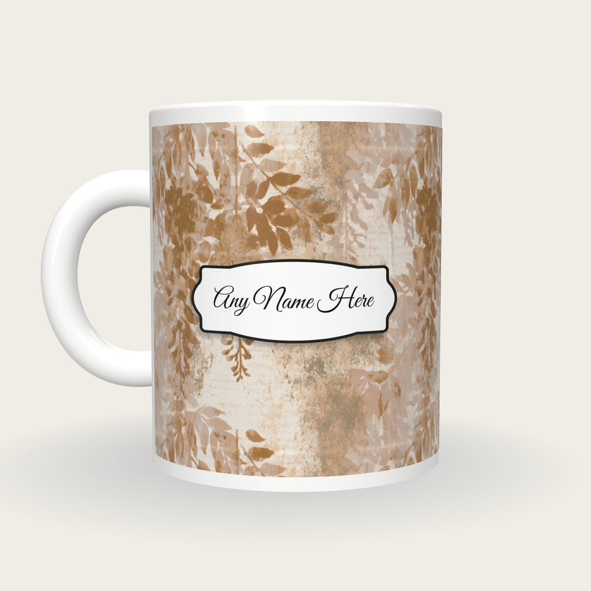 Minimal Wisteria Name Mug, back with the second name label