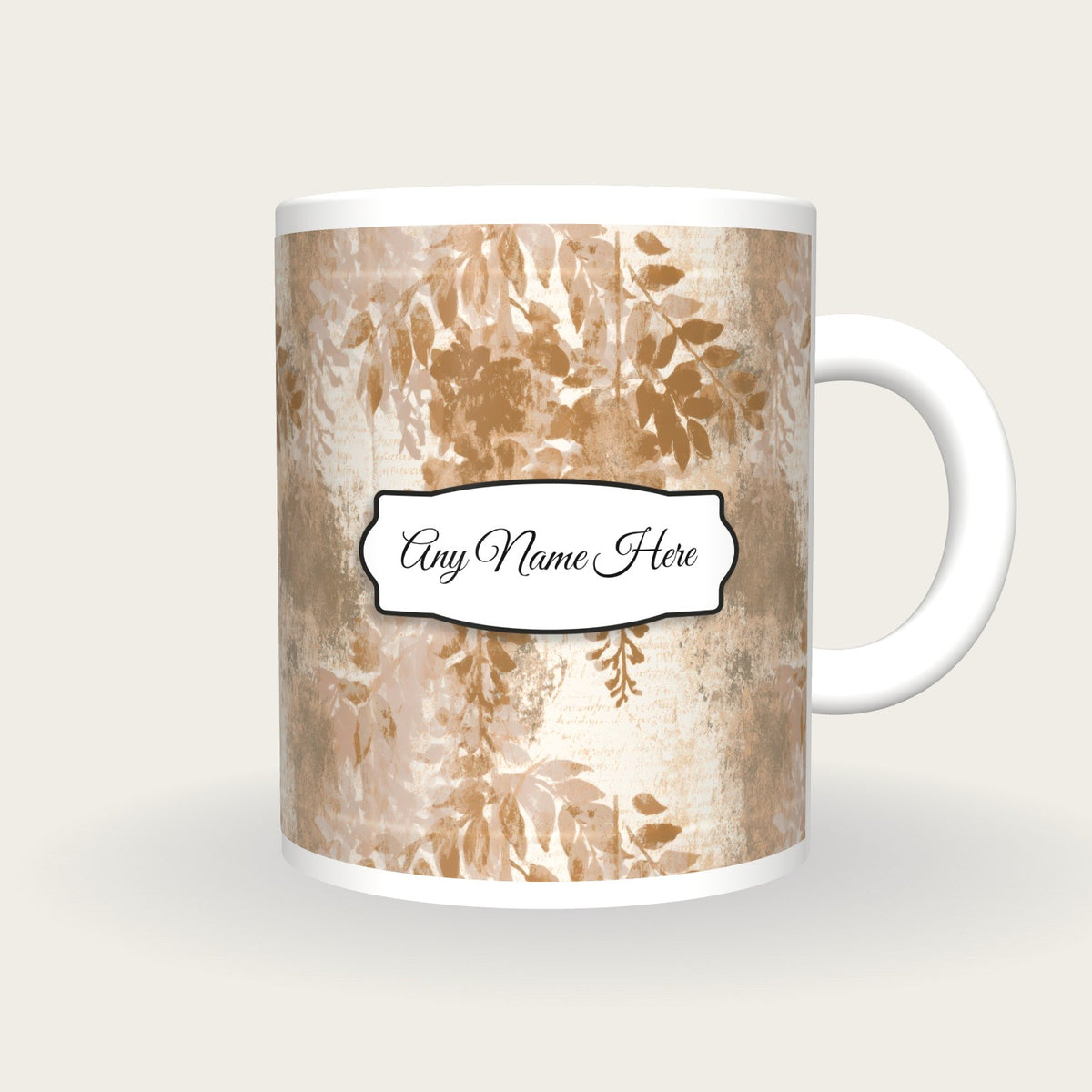 Minimal Wisteria Name Mug, front with the name label