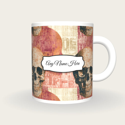 ASCII Skulls Name Mug 2, front with the name label