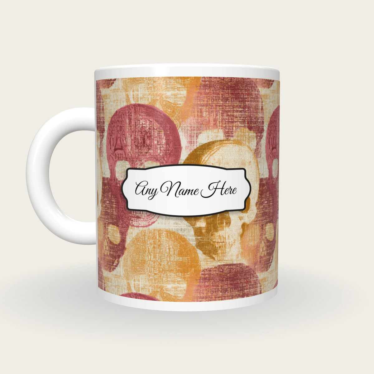 ASCII Skulls Name Mug, back with the second name label