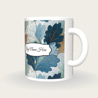 Embroidery Oak Leaves Name Mug 2, three-quarter view