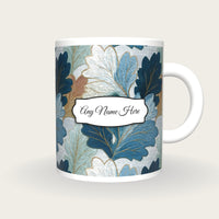 Embroidery Oak Leaves Name Mug 2, front with the name label