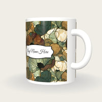 Stained Glass Poppies Name Mug, three-quarter view