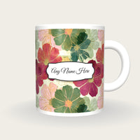 Batik Cosmos Name Mug, front with the name label