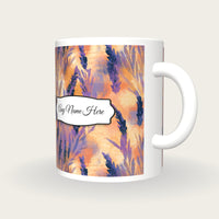 Impressionist Lavender Abstract Name Mug, three-quarter view