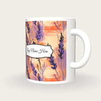 Impressionist Lavender Abstract Name Mug 2, three-quarter view
