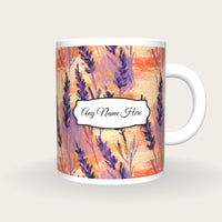 Impressionist Lavender Abstract Name Mug 2, front with the name label