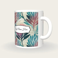 Torn Paper Banksia Name Mug 2, three-quarter view
