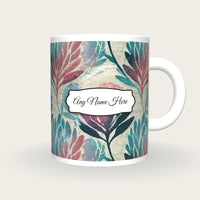 Torn Paper Banksia Name Mug 2, front with the name label