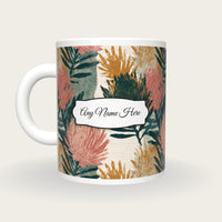 Torn Paper Banksia Name Mug, back with the second name label