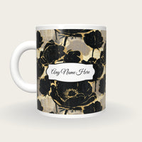 Woodcut Anemones Name Mug, back with the second name label