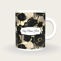 Woodcut Anemones Name Mug, front with the name label