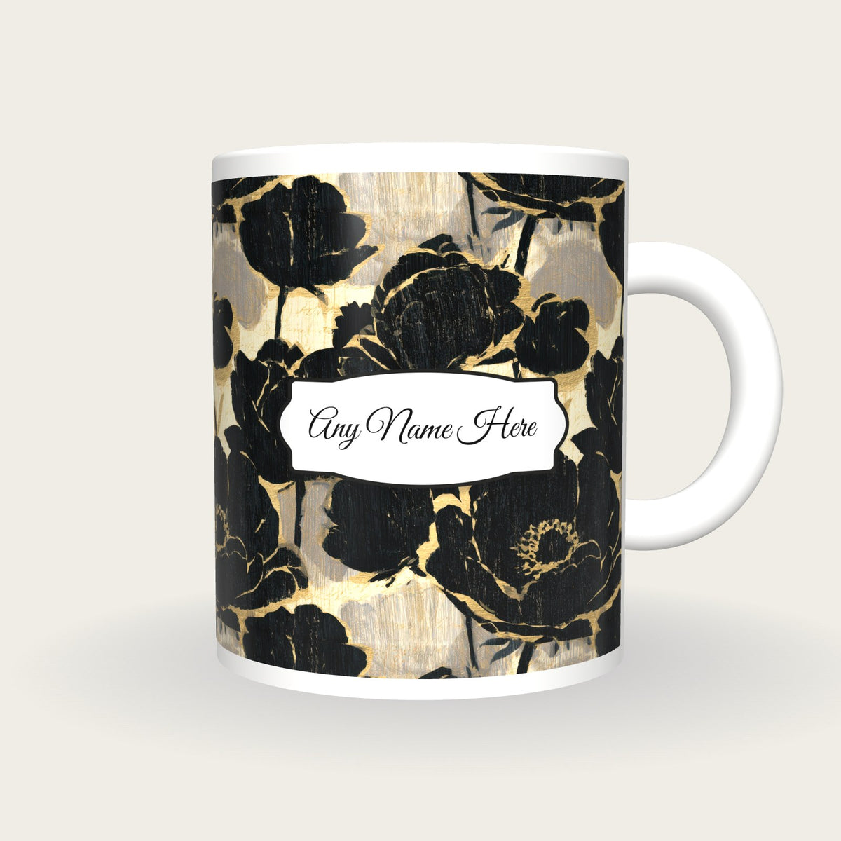 Woodcut Anemones Name Mug, front with the name label