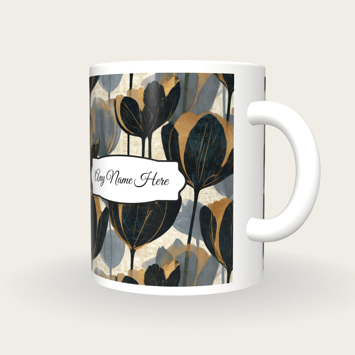 X-ray Tulips Name Mug, three-quarter view