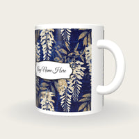 Monoprint Wisteria Name Mug, three-quarter view