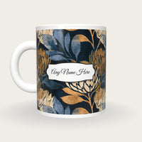 Woodcut Protea Name Mug, back with the second name label