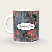 Screenprint Wildflowers Name Mug, back with the second name label