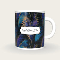 Woodcut Pampas Grass Name Mug, front with the name label