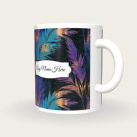 Woodcut Pampas Grass Name Mug 2, three-quarter view