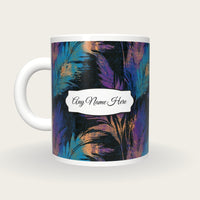 Woodcut Pampas Grass Name Mug 2, back with the second name label