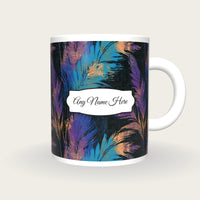 Woodcut Pampas Grass Name Mug 2, front with the name label