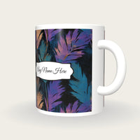 Woodcut Pampas Grass Name Mug 3, three-quarter view