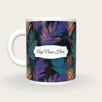 Woodcut Pampas Grass Name Mug 3, back with the second name label
