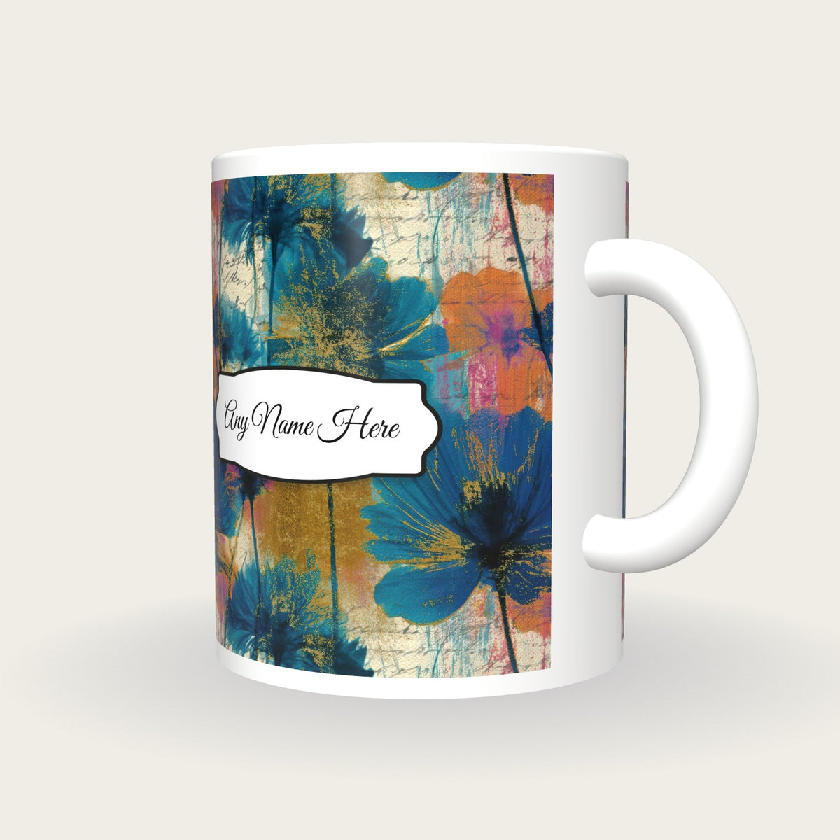 X-ray Meadow Flowers Name Mug 2, three-quarter view