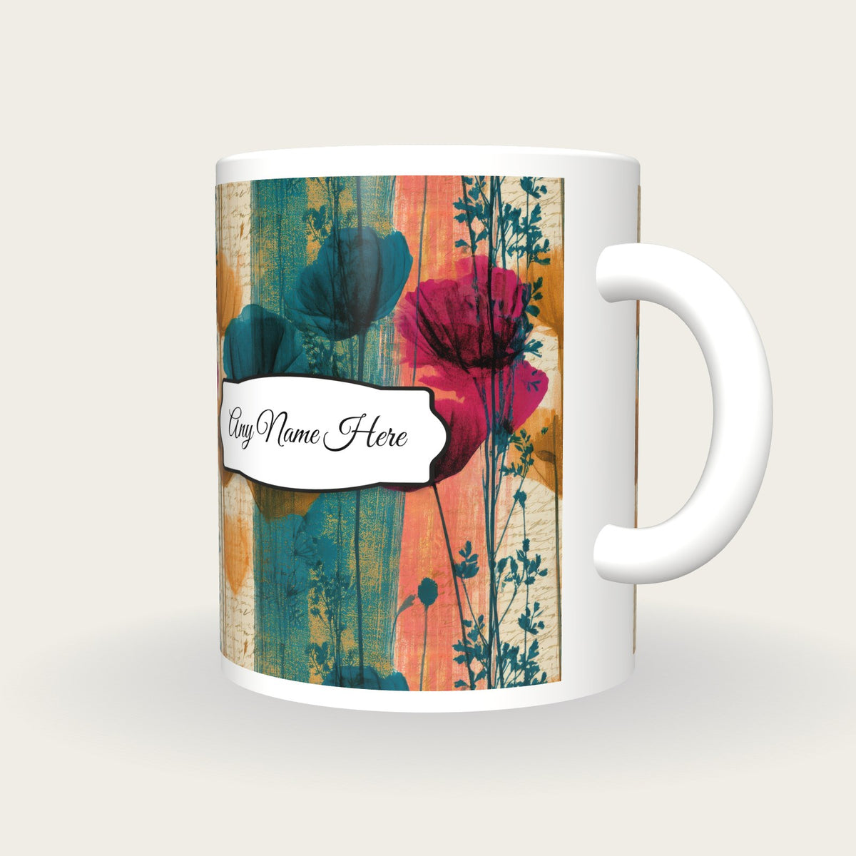 X-ray Meadow Flowers Name Mug, three-quarter view