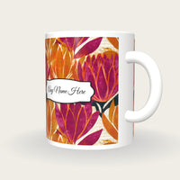 Screenprint Protea Name Mug 2, three-quarter view