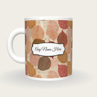 X-ray Pressed Leaves Name Mug, back with the second name label