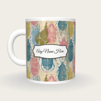 Woodcut Beetles Name Mug, back with the second name label