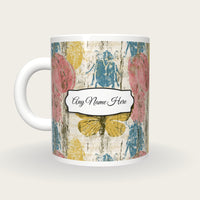Woodcut Beetles Name Mug 2, back with the second name label