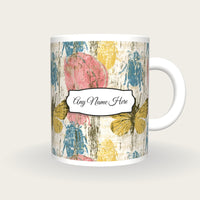 Woodcut Beetles Name Mug 2, front with the name label
