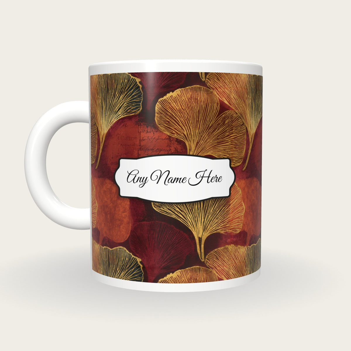 Minimal Fungi Name Mug, back with the second name label