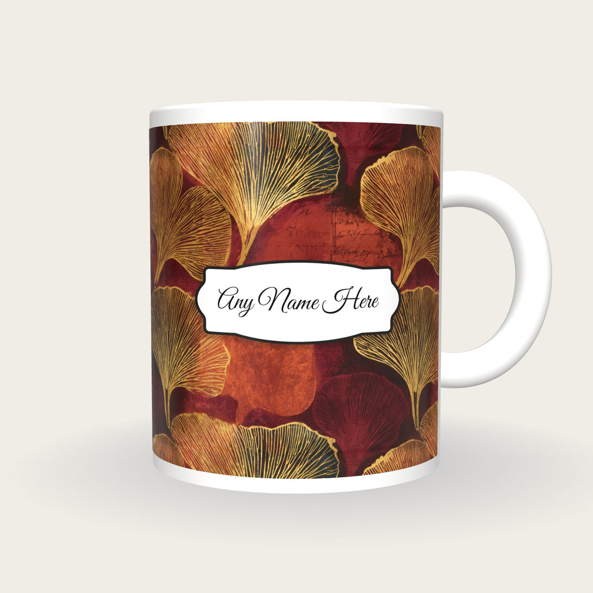 Minimal Fungi Name Mug, front with the name label