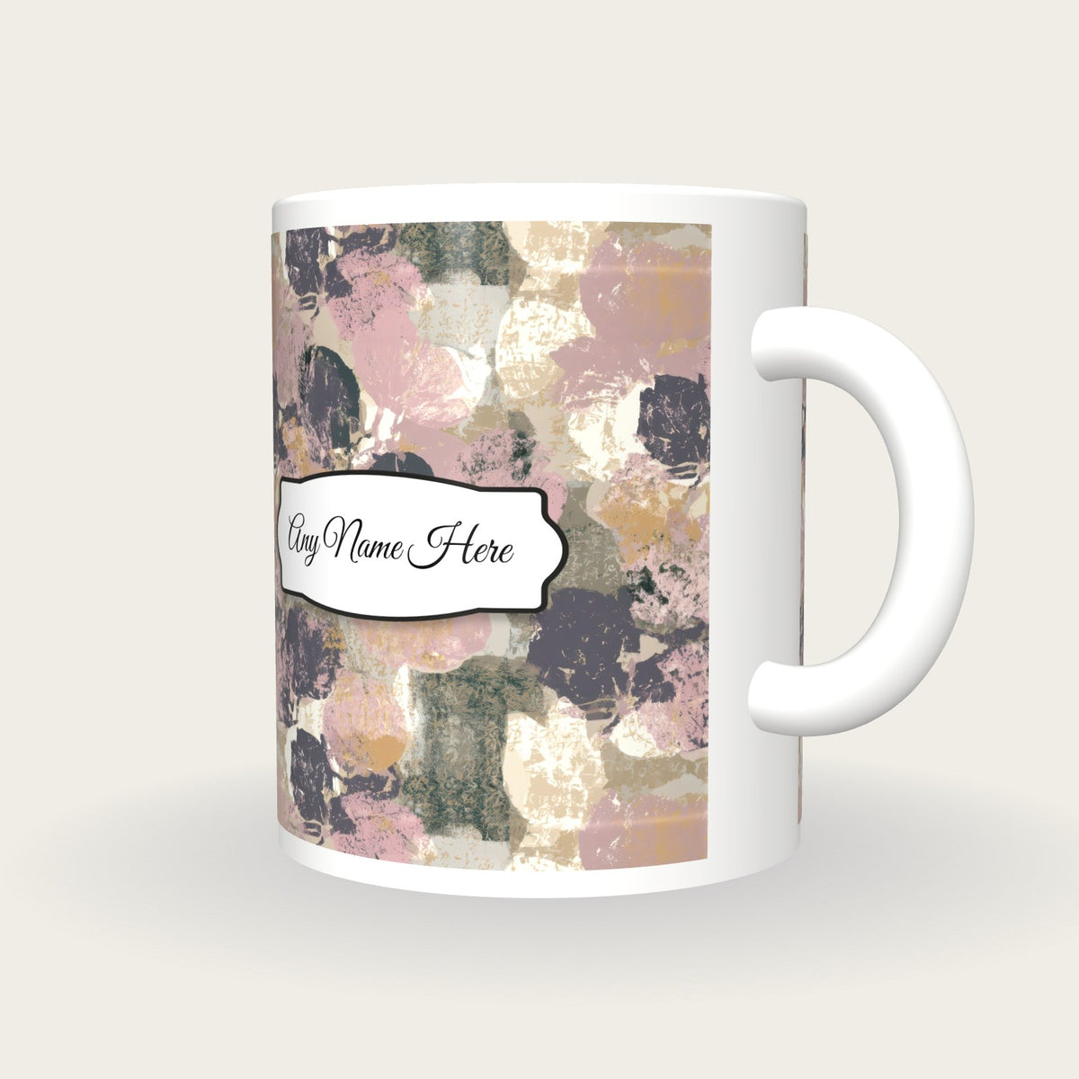 Screenprint Plums Name Mug, three-quarter view