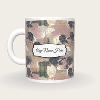 Screenprint Plums Name Mug, back with the second name label