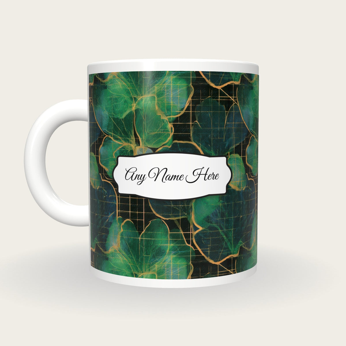 X-ray Neon Grid Name Mug, back with the second name label