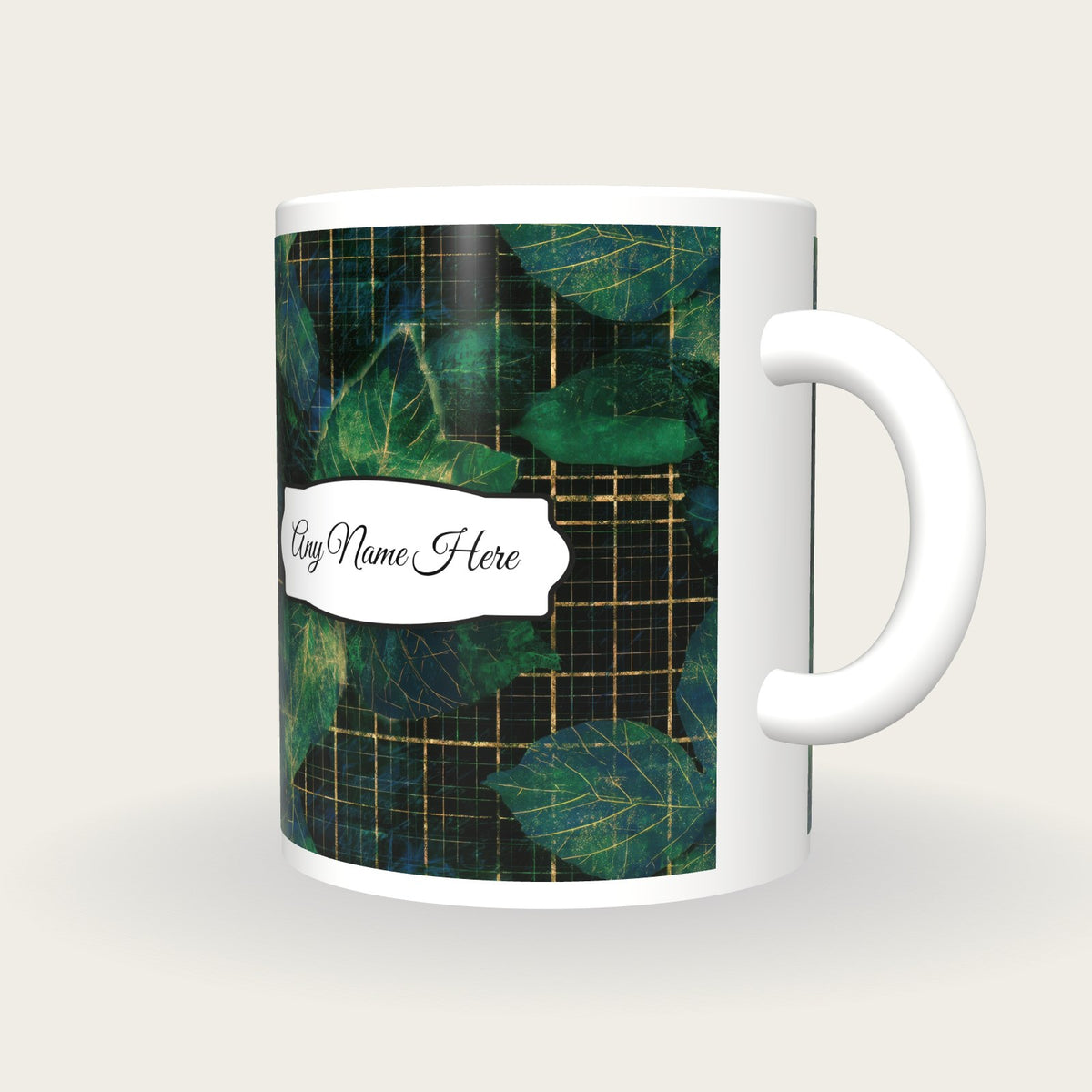 X-ray Neon Grid Name Mug 2, three-quarter view